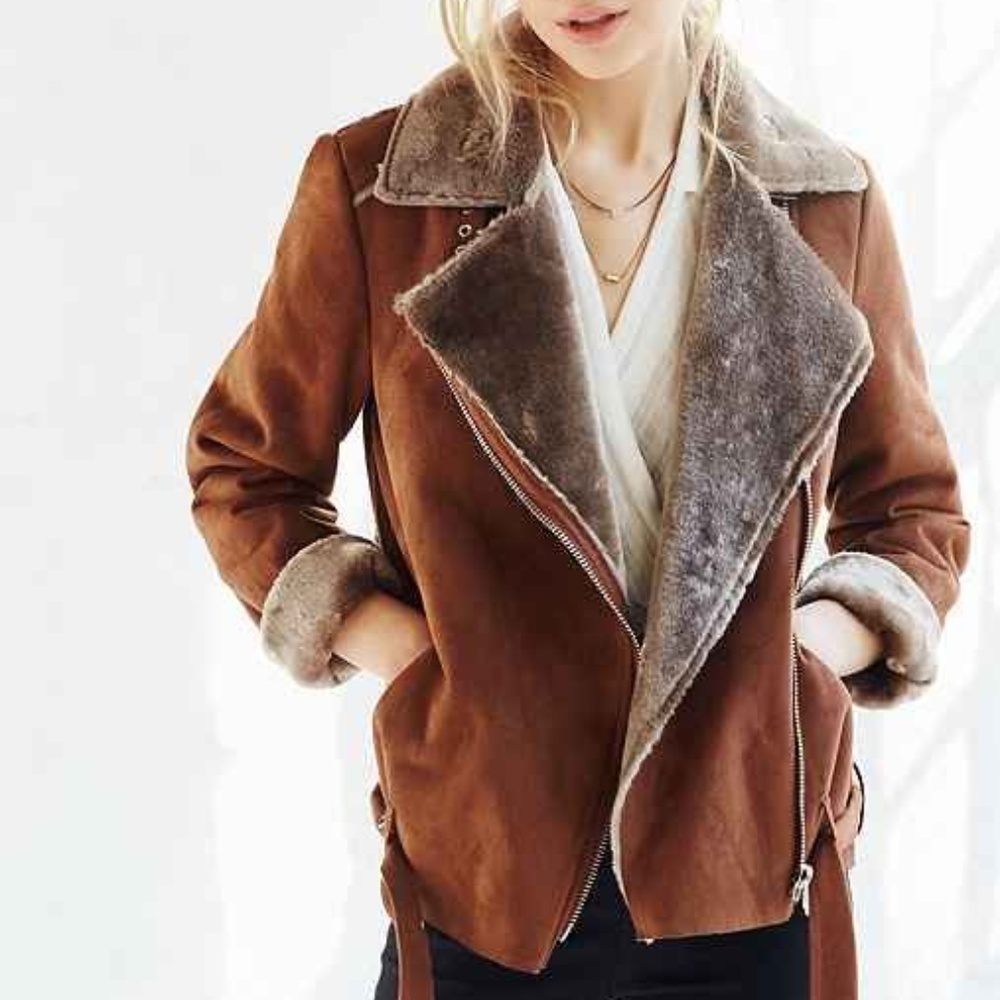 Silence + Noise Faux Shearling Aviator Jacket